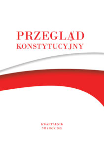 Okładka Nr 4 (2021) kwartalnika. Okładka jest koloru białego, na środku widnieje flaga Polski, nad którą znajduje się tytuł czasopisma, zaś pod nią - podstawowe dane o numerze